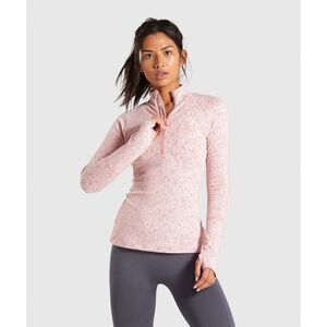 Gymshark Women's Size S Pink Fleur Texture 1/2 Zip Pullover Sweater Athletic Gym